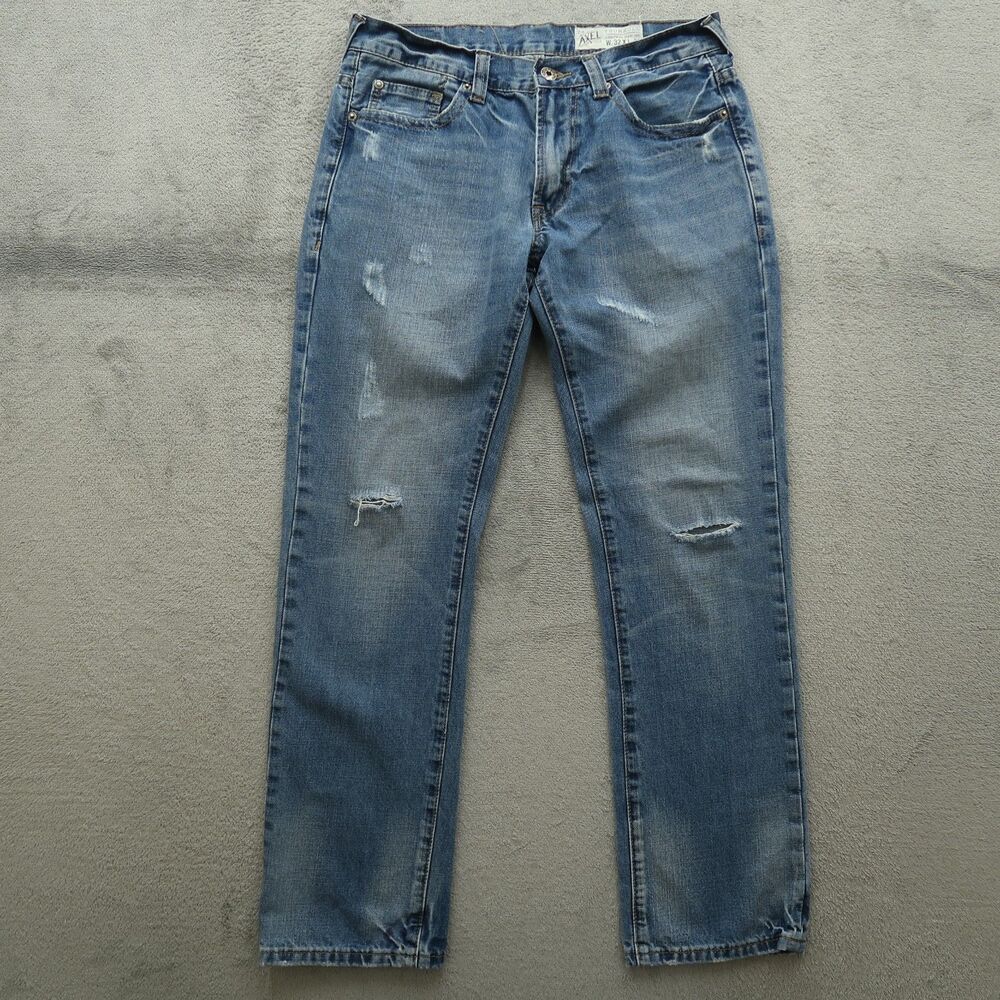 TK AXEL Jeans Mens Size 32x32 Blue Original Slim Fit Med-Stone Wash Distressed